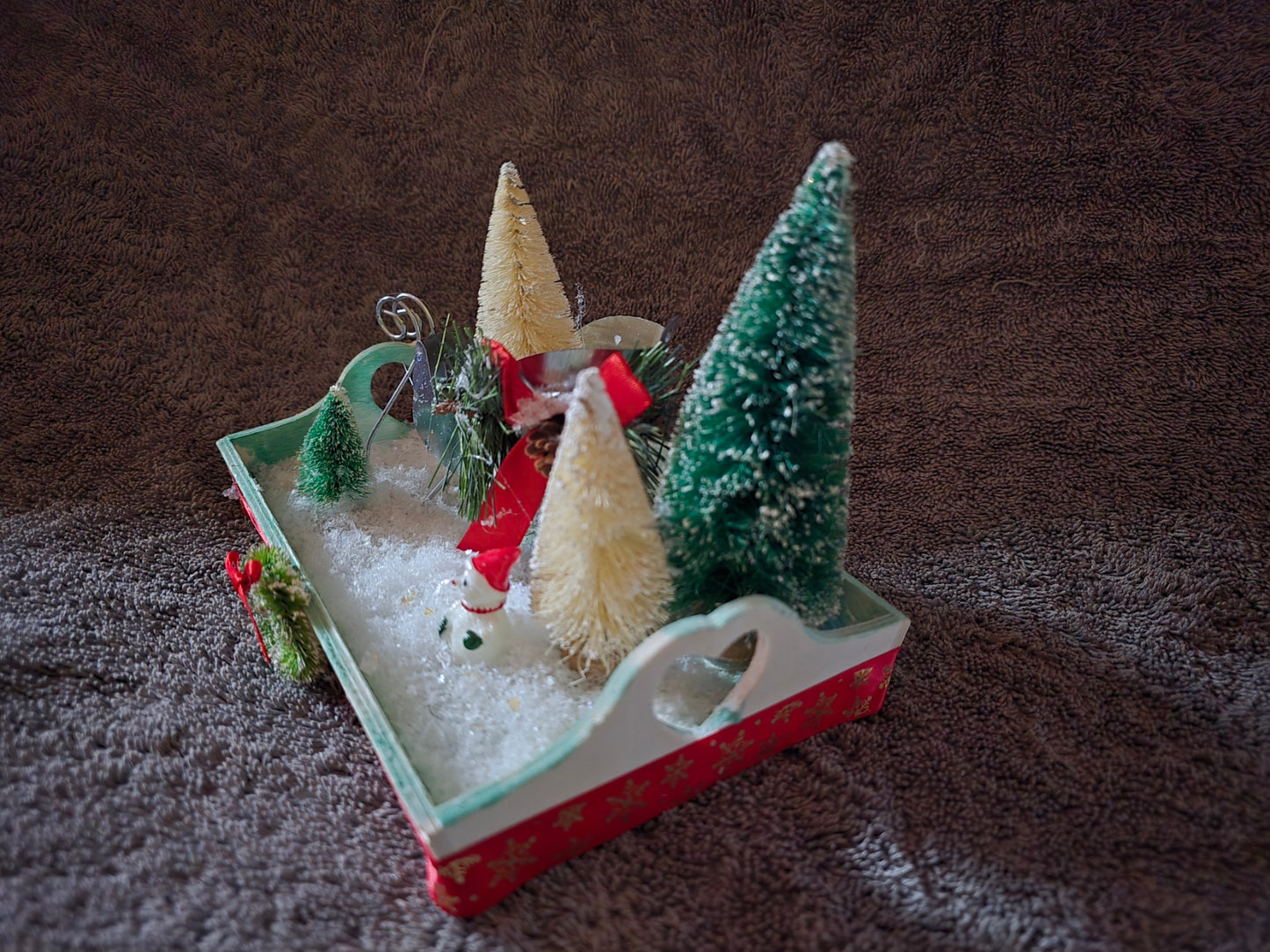 Christmas tray snow display