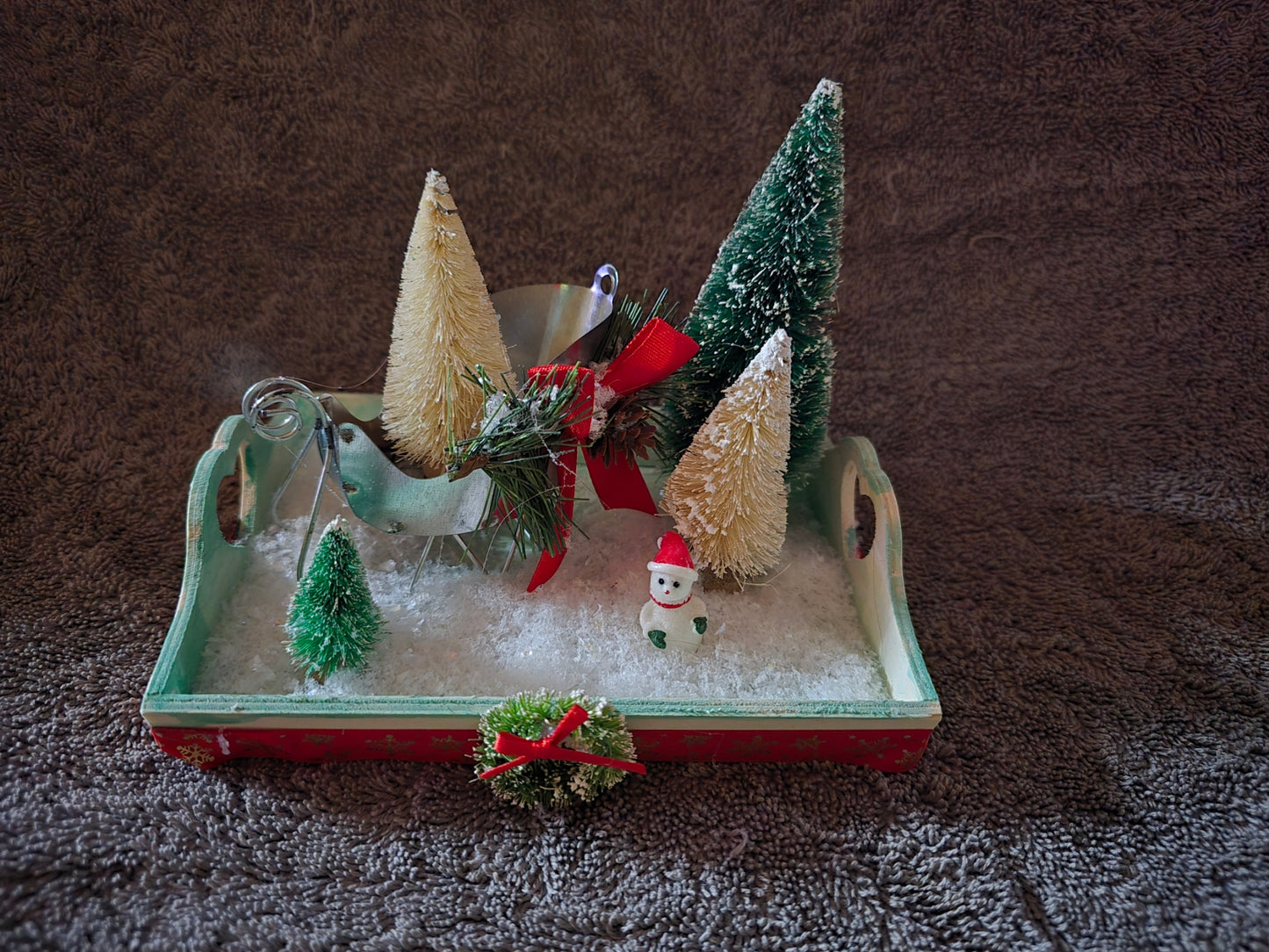 Christmas tray snow display